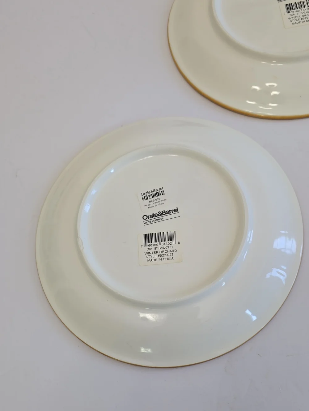 NWT Crate & Barrel Set Of 3 Winter Orchard Salad Saucer Plates 8